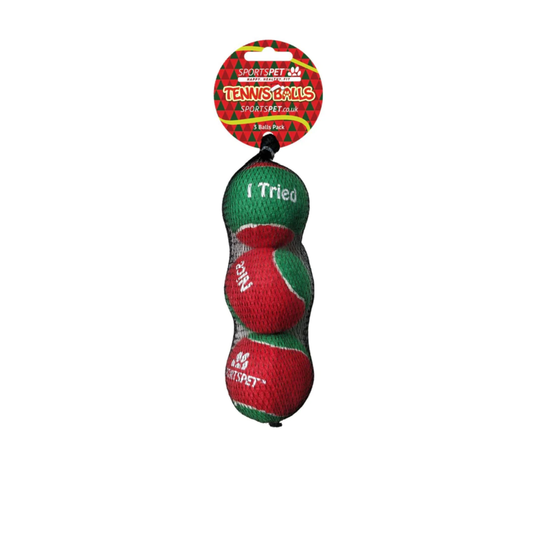 Sportspet Red Green Tennis Balls 3pk